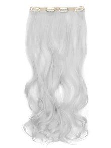 Peluca De Mujer De 18 Pulgadas, Extensiones De Cabello Ondulado Grande Y Rizado De Fibra Sintética Mate Resistente A Altas Temperaturas, 7 Piezas / Set - Plateado - Ver 8