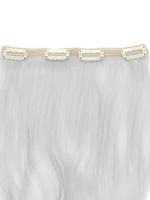 Peluca De Mujer De 18 Pulgadas, Extensiones De Cabello Ondulado Grande Y Rizado De Fibra Sintética Mate Resistente A Altas Temperaturas, 7 Piezas / Set - Plateado - Ver 9