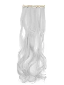 Peluca De Mujer De 18 Pulgadas, Extensiones De Cabello Ondulado Grande Y Rizado De Fibra Sintética Mate Resistente A Altas Temperaturas, 7 Piezas / Set - Plateado - Ver 6