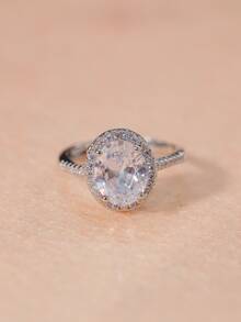 1 对情侣钻石装饰戒指，可调节开口戒指，适合订婚/结婚 - 銀色 - 查看 6