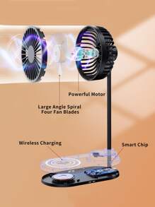 5W Bốn Trong Một Đa chức năng Cái quạt Sạc không dây Với Sạc không dây + Cái quạt Đa chức năng In Thích hợp Đối với Điện thoại di động Và Tai nghe Với Sạc không dây Chức năng , Áp dụng người mẫu Apple Đồng hồ , Loạt Điện thoại di động , AirPods - màu đen - Xem 7