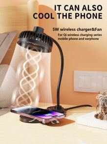 5W Bốn Trong Một Đa chức năng Cái quạt Sạc không dây Với Sạc không dây + Cái quạt Đa chức năng In Thích hợp Đối với Điện thoại di động Và Tai nghe Với Sạc không dây Chức năng , Áp dụng người mẫu Apple Đồng hồ , Loạt Điện thoại di động , AirPods - màu đen - Xem 3