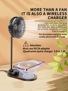 5W Bốn Trong Một Đa chức năng Cái quạt Sạc không dây Với Sạc không dây + Cái quạt Đa chức năng In Thích hợp Đối với Điện thoại di động Và Tai nghe Với Sạc không dây Chức năng , Áp dụng người mẫu Apple Đồng hồ , Loạt Điện thoại di động , AirPods - màu đen - Xem 4