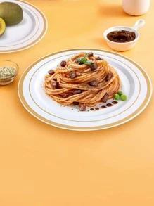 10pcs 19cm Gold Rimmed Plate - Gold - View 2