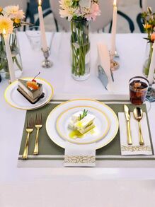 10pcs 19cm Gold Rimmed Plate - Gold - View 5