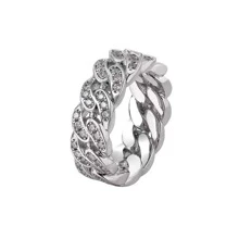1pc Men's Ring, Personalized Accessory With Full Rhinestone Design, Suitable For Index Finger - Silver - View 2