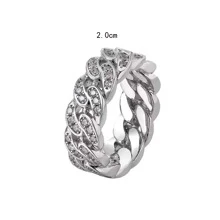 1pc Men's Ring, Personalized Accessory With Full Rhinestone Design, Suitable For Index Finger - Silver - View 3
