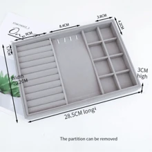 1入組大尺寸()首飾收納盒,首飾類展示盒,桌子收納,彩妝收納託盤,首飾類殼套,收納適用於環,耳環,項鍊,手錶,金色和其他首飾類 - 灰色 - 查看 7