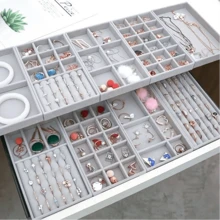 1入組大尺寸()首飾收納盒,首飾類展示盒,桌子收納,彩妝收納託盤,首飾類殼套,收納適用於環,耳環,項鍊,手錶,金色和其他首飾類 - 灰色 - 查看 2