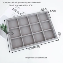 1入組大尺寸()首飾收納盒,首飾類展示盒,桌子收納,彩妝收納託盤,首飾類殼套,收納適用於環,耳環,項鍊,手錶,金色和其他首飾類 - 灰色 - 查看 9