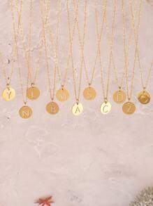 女士不锈钢字母项链 首字母名字项链 情侣饰品 女孩 - 金黃色 - 查看 7