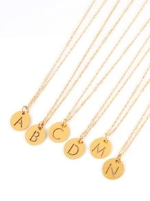 女士不锈钢字母项链 首字母名字项链 情侣饰品 女孩 - 金黃色 - 查看 3
