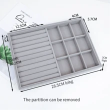 1入組大尺寸()首飾收納盒,首飾類展示盒,桌子收納,彩妝收納託盤,首飾類殼套,收納適用於環,耳環,項鍊,手錶,金色和其他首飾類 - 灰色 - 查看 8