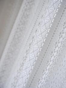 Bubaba 1 pièce Rideau de fenêtre de chambre à coucher en dentelle blanche ajourée, rideau transparent bohème vintage semi-occultant avec franges fait main, convient pour le salon, la chambre à coucher, la salle à manger, l'hôtel, le café, la salle de sport, toutes saisons