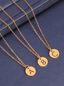 女士不锈钢字母项链 首字母名字项链 情侣饰品 女孩 - 金黃色 - 查看 10