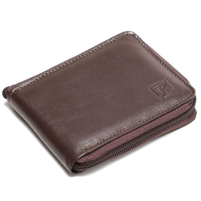 CARTEIRA MASCULINA PEQUENA DE ZÍPER EM COURO LEGÍTIMO SLIM PORTA CARTÃO DOCUMENTOS CNH NOTAS