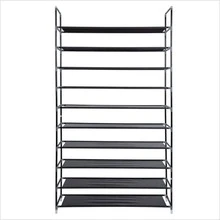 Adjustable Shoe Rack Organizer Storage Shoe Shelves 10 Tier 50 Pair FreeStanding - Black - View 1