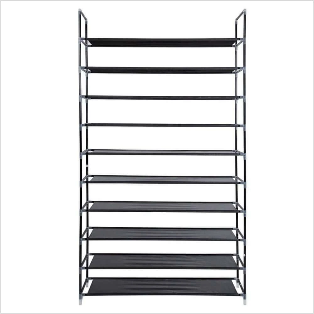 Adjustable Shoe Rack Organizer Storage Shoe Shelves 10 Tier 50 Pair FreeStanding - Black - View 1