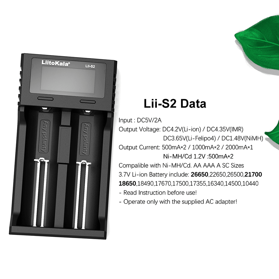 Liitokala Lii-s2 Cargador Para Baterías Recargables Nimh Y Li-ion ...
