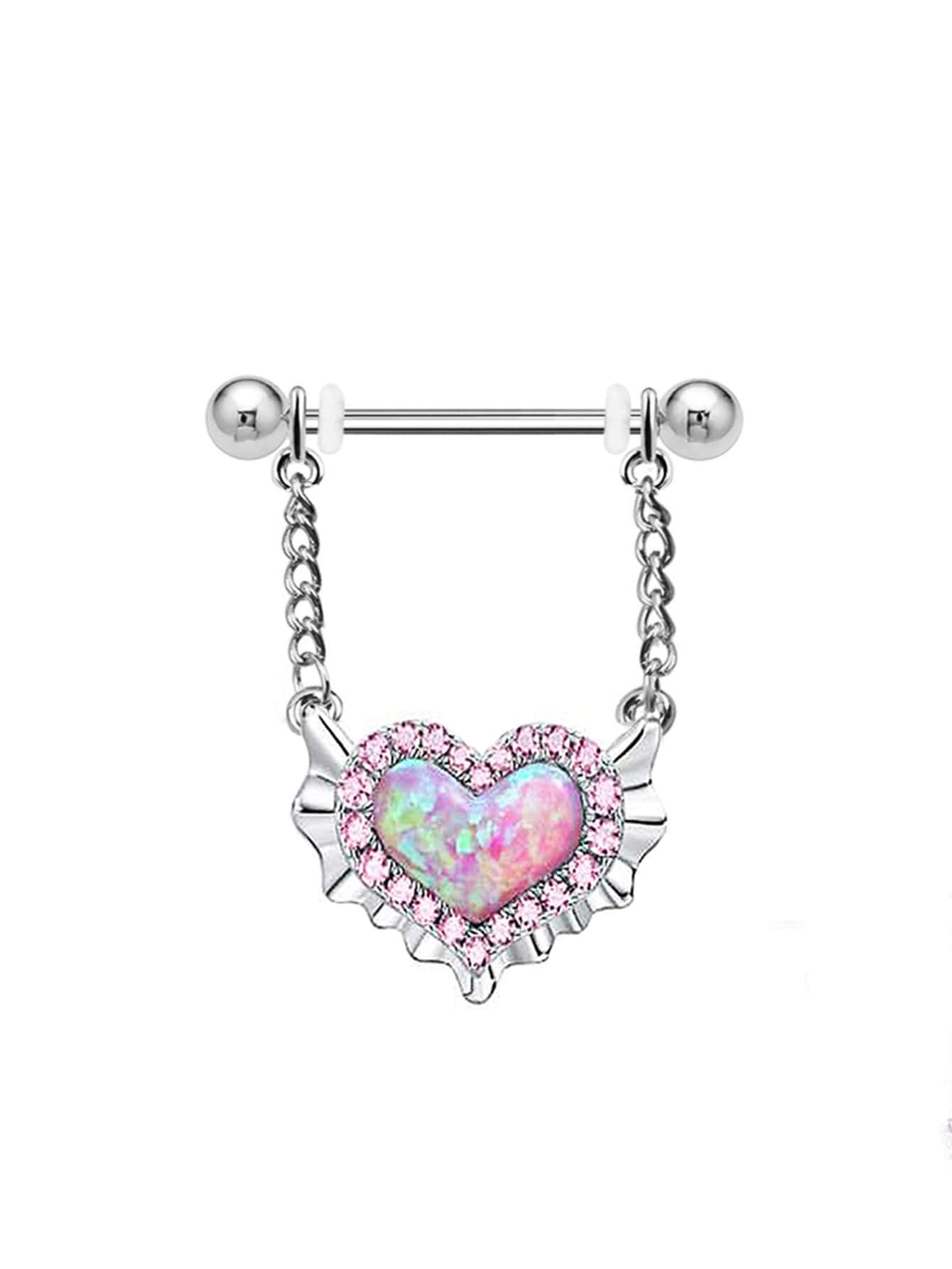 1入組愛心裝飾乳環 - 彩色 - 查看 1