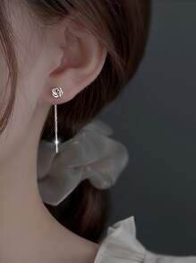 ELSEDES 1pair Stylish S925 Silver Rose Shaped Symbolizing Romance And Beauty, Minimalism And Personalized Style, Highlighting Shining Charm. Perfect For Women's Daily Wear, Dating Or As Gift To Girlfriend - Silver - View 5