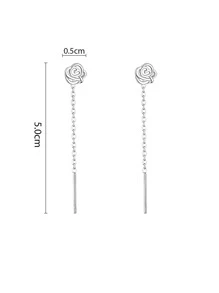 ELSEDES 1pair Stylish S925 Silver Rose Shaped Symbolizing Romance And Beauty, Minimalism And Personalized Style, Highlighting Shining Charm. Perfect For Women's Daily Wear, Dating Or As Gift To Girlfriend - Silver - View 10