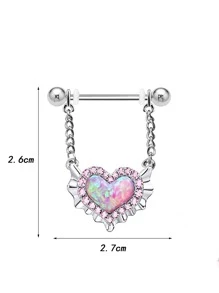 1入組愛心裝飾乳環 - 彩色 - 查看 2