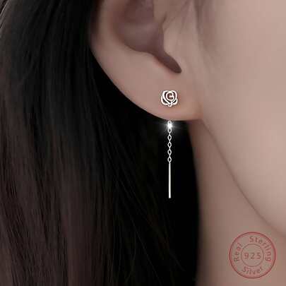 ELSEDES 1對時尚S925銀玫瑰形象徵著浪漫與美麗，簡約與個性化風格，凸顯閃亮魅力非常適合女士日常穿著、約會或作為送給女朋友禮物