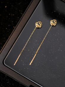 ELSEDES 一对时尚S925银玫瑰造型吊坠耳环，象征浪漫与美感，简约个性风格凸显迷人魅力，光泽亮丽。适合日常及约会佩戴，是送给女友的完美节日或情人节礼物。 - 金色 - 查看 8