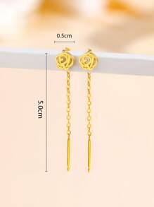 ELSEDES 一对时尚S925银玫瑰造型吊坠耳环，象征浪漫与美感，简约个性风格凸显迷人魅力，光泽亮丽。适合日常及约会佩戴，是送给女友的完美节日或情人节礼物。 - 金色 - 查看 10