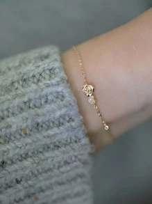 ELSEDES 1pc Fashionable S925 Silver Rose Shaped Bracelet, Simple Style With Gemstones For Women's Daily Or Dating Outfits, Perfect Gift For Girlfriends Valentines