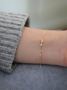 ELSEDES 1pc Fashionable S925 Silver Rose Shaped Bracelet, Simple Style With Gemstones For Women's Daily Or Dating Outfits, Perfect Gift For Girlfriends Valentines