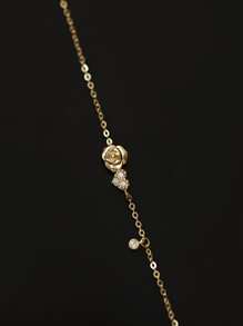 ELSEDES 1pc Fashionable S925 Silver Rose Shaped Bracelet, Simple Style With Gemstones For Women's Daily Or Dating Outfits, Perfect Gift For Girlfriends Valentines