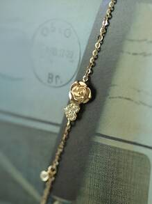 ELSEDES 1pc Fashionable S925 Silver Rose Shaped Bracelet, Simple Style With Gemstones For Women's Daily Or Dating Outfits, Perfect Gift For Girlfriends Valentines