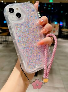 金屬亮絲手機殼附帶繩子 - 粉色 - 查看 1