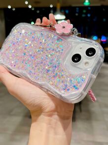 金屬亮絲手機殼附帶繩子 - 粉色 - 查看 2