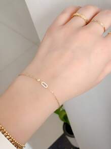 ELSEDES Cubic Zirconia Infinity Symbol Decor Sterling Silver Bracelet