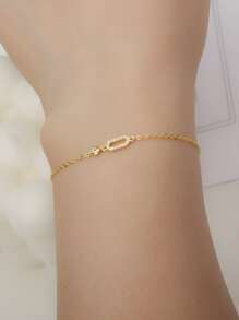 ELSEDES Cubic Zirconia Infinity Symbol Decor Sterling Silver Bracelet