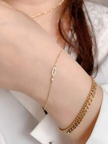 ELSEDES Cubic Zirconia Infinity Symbol Decor Sterling Silver Bracelet