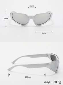 1 件装男士 Y2k 风格半框户外时尚眼镜，带 PC 镜框、液态银镜面涂层和运动科技氛围 - 銀色 - 查看 6
