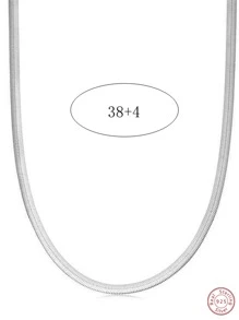 1pc 925 Silver Snake Bone Wide Chain, Shiny And Fashionable, Suitable For Dates, Holidays, Weddings, Parties, Travel, Daily Wear, Commuting, And Perfect For Girls With Elegant. Ideal For Summer Beach. Great As Gifts For Girlfriend, Mother, Teacher, Best Friends, Colleagues And Classmates - Silver - View 4