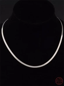 1pc 925 Silver Snake Bone Wide Chain, Shiny And Fashionable, Suitable For Dates, Holidays, Weddings, Parties, Travel, Daily Wear, Commuting, And Perfect For Girls With Elegant. Ideal For Summer Beach. Great As Gifts For Girlfriend, Mother, Teacher, Best Friends, Colleagues And Classmates - Silver - View 2