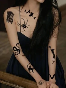 6入組防水萬聖節臨時紋身貼貼紙