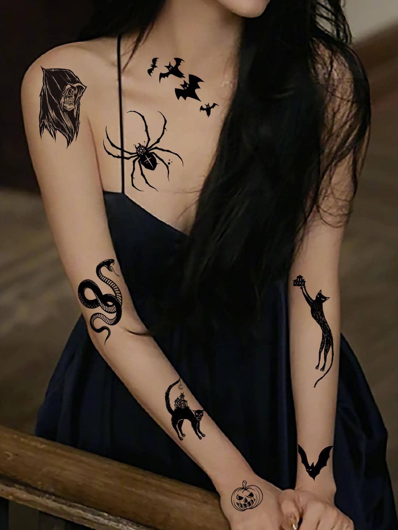 6入組防水萬聖節臨時紋身貼貼紙