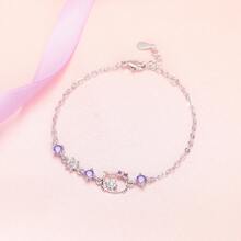 Cute And Sweet Cat Bracelet - white diamond - View 6