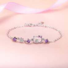 Cute And Sweet Cat Bracelet - white diamond - View 2