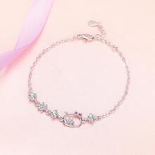 Cute And Sweet Cat Bracelet - white diamond - View 1