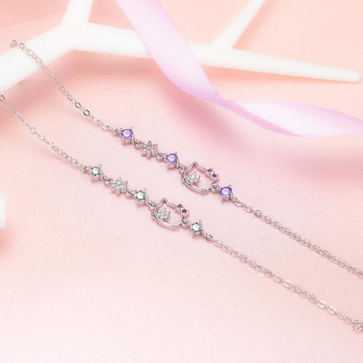 可愛和甜美風貓手環 - 白鑽 - 查看 5