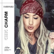 4件組復古佩斯利花紋女童髮箍，附彩色珠飾，防滑運動吸汗髮帶，適合女性 - 彩色 - 查看 2