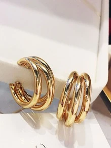 極簡風格多層開口耳環 - 金色 - 查看 1
